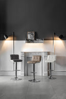 Set 2 Sgabelli Bar 36x38,5xH83/98 cm in Similpelle Kurt Bianco