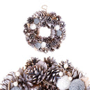 Set 2 Corone Natalizie con Pon Pon Ø30 cm Bianco/Grigio