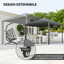 Gazebo da Giardino Estensibile 295-560x295x275 cm Copertura in Poliestere UPF30+ con Ruote Grigio  