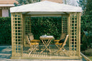 Gazebo da Giardino in Legno 3x3m con Copertura in PVC Taini Leon Pocket Salvia