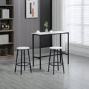Set Tavolo con 2 Sgabelli in Truciolato MDF e Acciaio Bianco e Nero