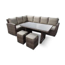 Set Salotto da Giardino in PVC Rattan Divano 6 Posti 2 Puof e Tavolo Taddei Kuma