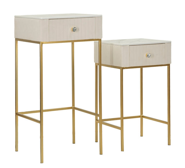 prezzo Tavolinetti Alti Wedding Quadrati Set 2 Pz Ø45x90 cm - Ø40x70 cm in Pino e MDF e Metallo