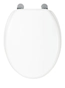 Copriwater Universale 37x43,5 cm in MDF Cerniere in Metallo Cromato Bianco Lucido