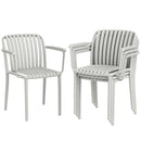 Set di 4 Sedie da Giardino Impilabili 58x57,5x79,5 cm con Braccioli Design a Doghe in Plastica Grigio      
