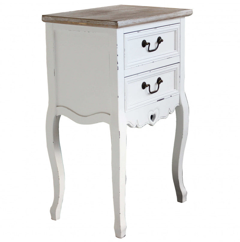 Mobiletto Cuore 2 44x32x74 h cm in Legno di paulownia Bianco