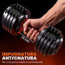 Set di Manubri Regolabili 48 kg 5 in 1 43x19x19 cm con Sistema Quick-Dial e Blocco di Sicurezza in PP e Acciaio      