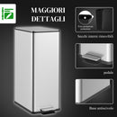 Cestino Spazzatura 20L con Chiusura Ammortizzata e Secchio Rimovibile, in Acciaio e PP, 21.5x37.2x57 cm, Argento      