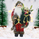 Statuina Babbo Natale Addobbo Statuetta 60 cm Vestiti in Tessuto e Sacco Natalizio