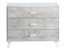 Comò 3 Cassetti 90x40x75 cm in Pannello Truciolare Bianco/Cemento
