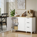 Mobile Cucina Buffet 120x38x76 cm con 3 Cassetti e Armadietto 2 Ante Ammortizzate Bianco      
