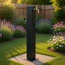 Fontana da Giardino Design a Colonna Quadrata Rubinetto in Ottone e Base 5 mm Antracite