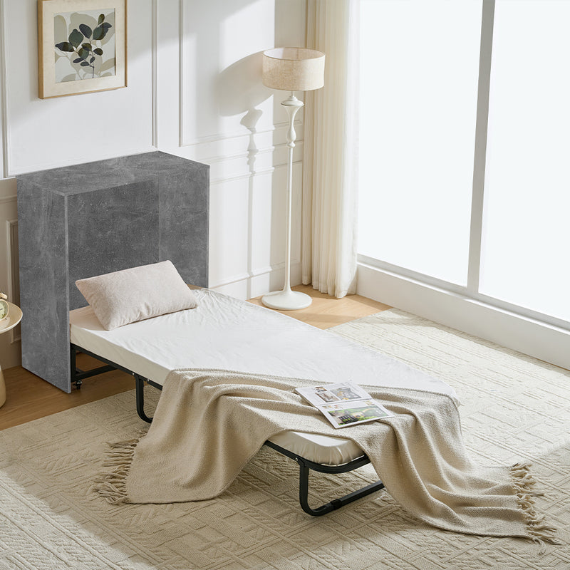 Letto Singolo a Scomparsa Salvaspazio con Materasso Pieghevole Grigio      