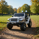 Macchina Elettrica per Bambini Fuoristrada Jeep Wrangler Rubicon 12V con Telecomando Bianco