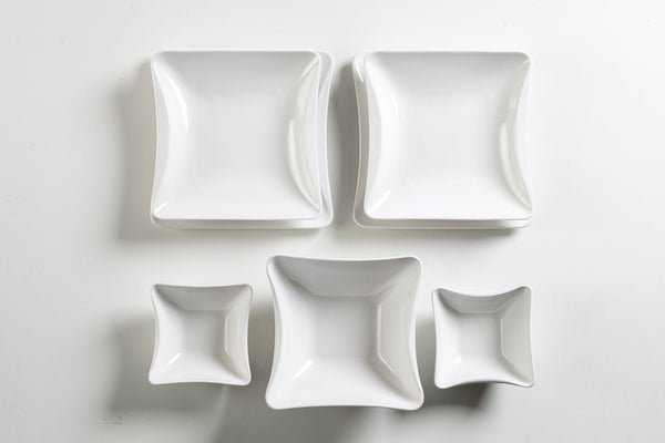 online Service assiettes plates et bol 16 pièces en porcelaine blanche