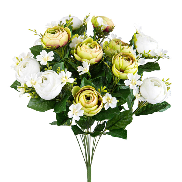 Set 2 Bouquet de Renoncules Artificiels Composé de 13 Fleurs Hauteur 44 cm Vert prezzo