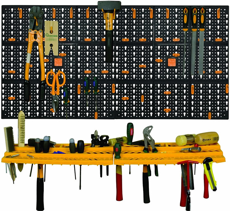 Mensola Portautensili con Pannelli Modulari per Attrezzi con 50 Ganci in Plastica