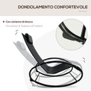 Sdraio Dondolo da Esterno Telaio in Acciaio Rivestimento in Textilene Nero 