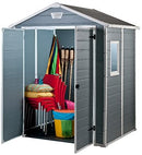 Casetta da Giardino Porta Attrezzi 185x152x226 cmin Resina Effetto Legno Keter Manor 6x5 Grigia