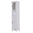 Mobile a Colonna da Bagno Salvaspazio con Specchio in Legno Bianco 40x30x170 cm 