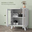 Credenza Moderna Multiuso 61x35x75 cm con 2 Ante Trasparenti e 2 Ripiani Bianco