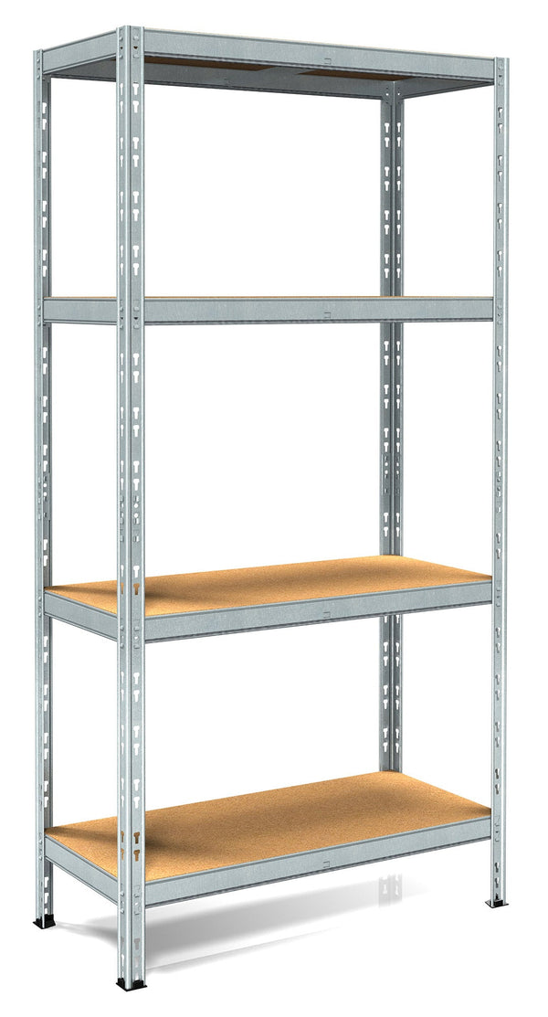 acquista Scaffale in Metallo ad Incastro 4 Ripiani in Legno 80x30x180 cm Pokerino Zincato