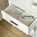 Comodino 1 Cassetto 1 Ripiano 45x40x60 cm in Acciaio e Truciolato Bianco