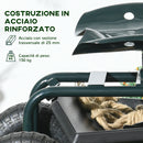Carrello da Giardino 83x36.5x45-60 cm con Sedile Regolabile e Vassoio Inferiore in Acciaio e PP Verde Scuro      