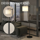 Lampada da Terra LED Dimmerabile con 5 Modalità Preimpostate 54,3x30,6x159,6 cm con Telecomando e Timer 60 Minuti in Metallo Nero   