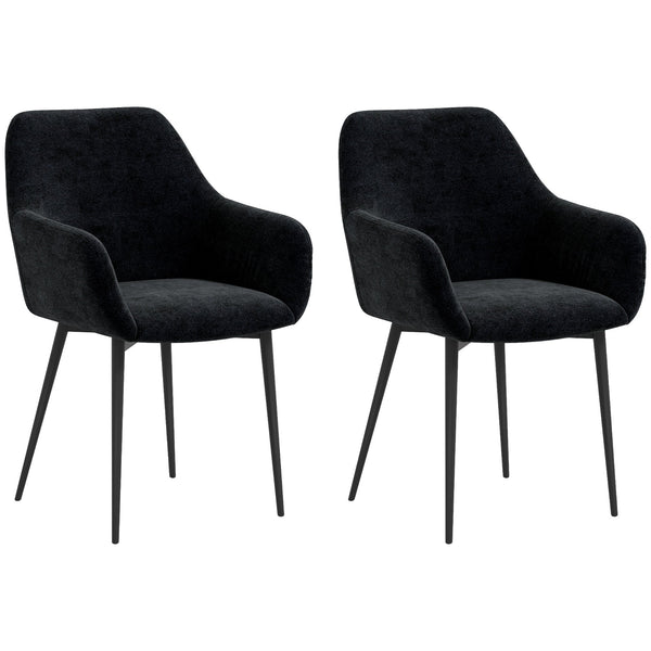 Set 2 Sedie Moderne con Braccioli 54x57x80 cm in Tessuto Effetto Velluto Nero prezzo