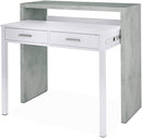 Scrivania Consolle Estensibile 99x36/70x88 cm 2 Cassetti Bianco e Cemento