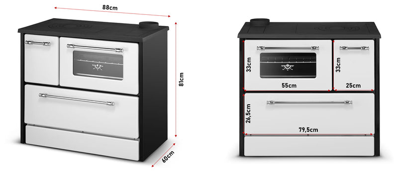 Cucina Stufa a Legna 9 KW 88x51xH81 cm Beatrice Bianca
