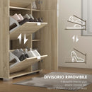 Scarpiera 4 Cassetti Ribaltabili e 2 Armadietti con Specchio 16 Paia di Scarpe 82x30x168 cm Rovere  