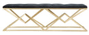 Panca Piramid Doppia 140x40x45 cm in Ferro e Spugna e Poliestere Nero e Oro