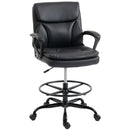 Sedia da Ufficio Girevole 61x 61x93-108 cm Schienale Alto con Braccioli in Finta Pelle Nero      