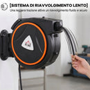 Avvolgitubo Automatico Retrattile 20 m Max 300 Bar Montaggio a Parete e Ruotabile di 180° in PP Nero e Arancione      