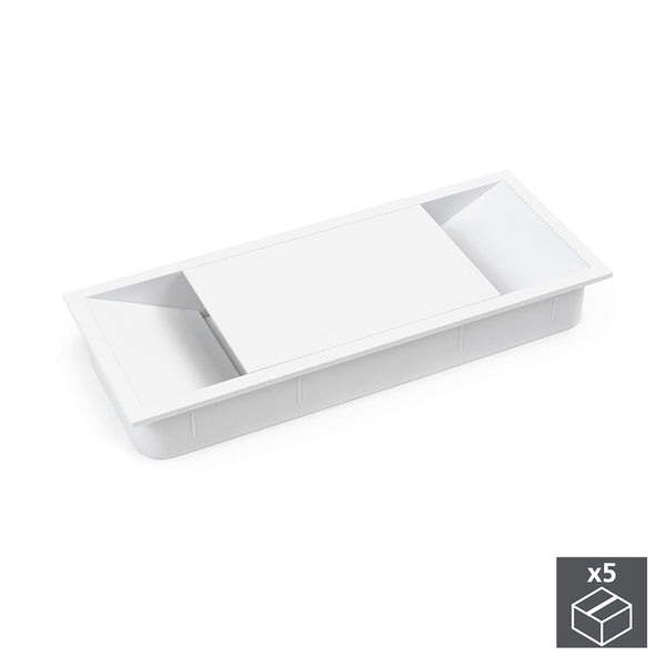 sconto Table Encastrable Rectangulaire Passe-fils 152 x 61 mm Plastique Blanc 5 Pièces Emuca