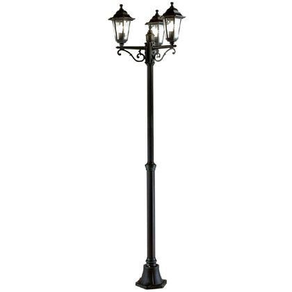 Lampada Palo Tre Luci Colore Nero per Esterno Linea Mini Esagonale Sovil