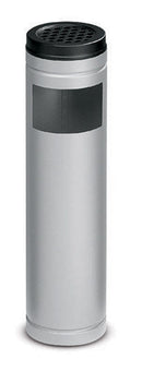 Pattumiera Gettacarte Ø14xh58 cm con Posacenere In Acciaio Verniciato Grigio