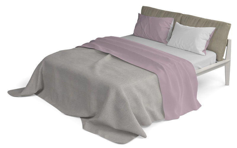 Set Lenzuola Sopra Sotto e Federe Doubleface Rosa Antico\/Grigio Chiaro