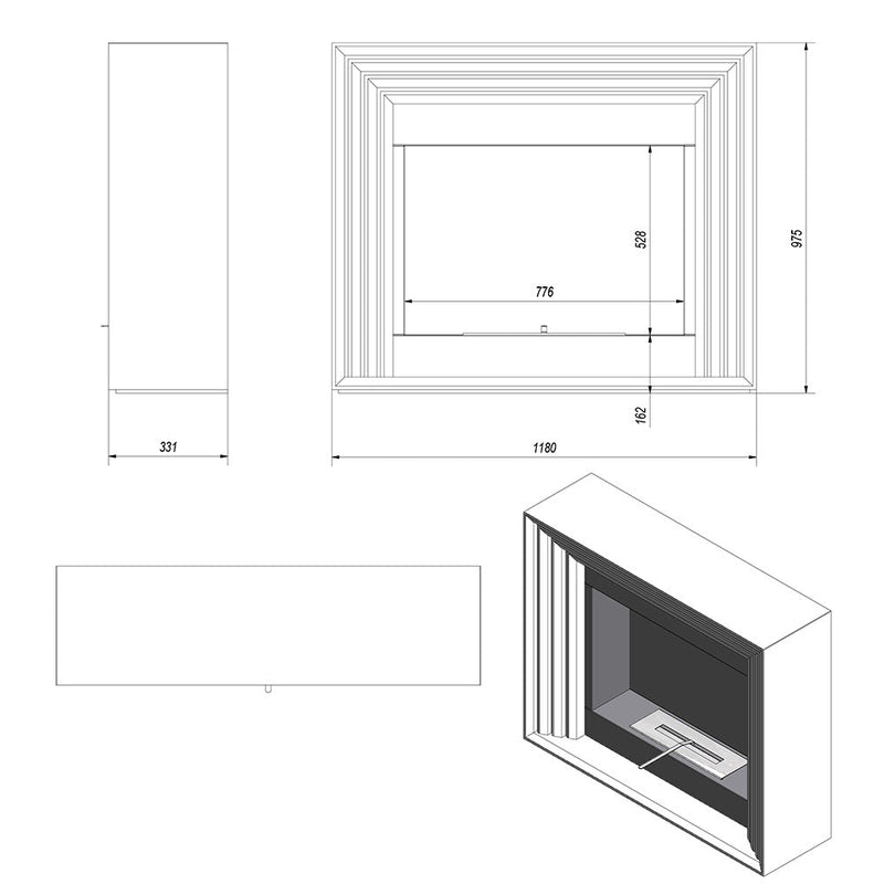 Camino a Bioetanolo da Pavimento 118x97,5 cm Flig Columbus