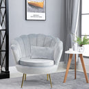 Poltrona a Conchiglia 78x73x78 cm in Velluto Vintage Piedi Oro Sofia Grigio