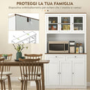 Credenza Cucina Alta 100x40x180 cm con 4 Armadietti 2 Cassetti e Piano Centrale in MDF e Pannello di Particelle Bianco      