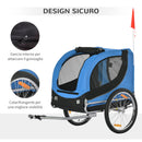Rimorchio per Cani da Bicicletta Azzurro e Nero 130x90x110 cm 