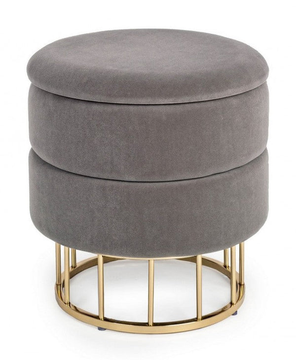 Tabouret de Rangement Pavlina Gris Foncé Rembourré en Tissu Effet Velours sconto