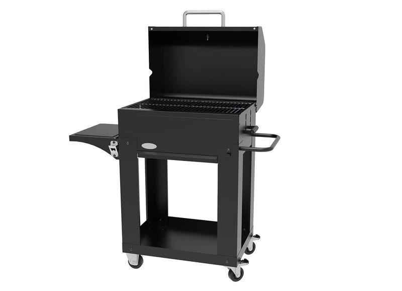 Barbecue a Carbone 110x44x120 cm con Coperchio Affumicatore in Acciaio Miranda Nero