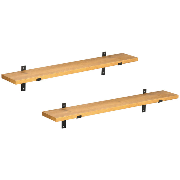 prezzo Set 2 Mensole 90x15x 2,5 cm in Legno di Pino Marrone