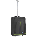 Trolley Cabina Morbido Bagaglio a Mano 35x20x50 cm con Maniglia Telescopica Nero Verde      