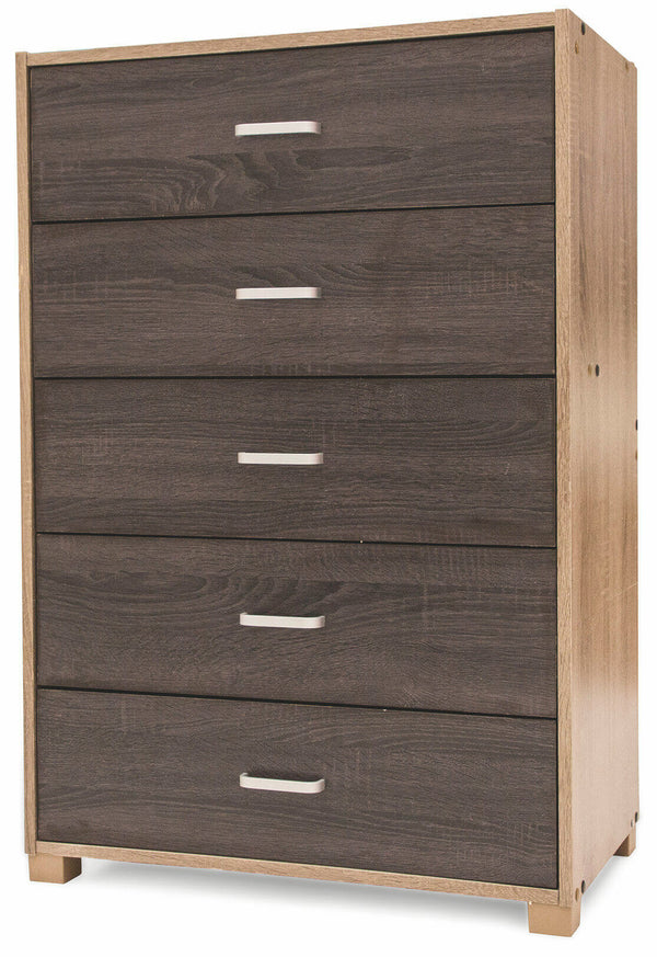 Commode 5 Tiroirs 68x40x101 cm en MDF Soriani Marron sconto