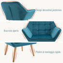 Poltrona Imbottita 79x69,5x72,5 cm in Tessuto  Petrolio
